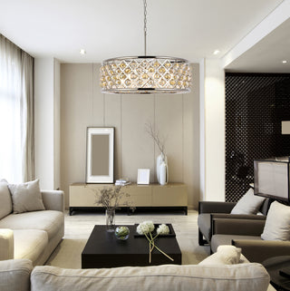Madison 8 light polished Nickel Chandelier Golden Teak (Smoky) Royal Cut Crystal