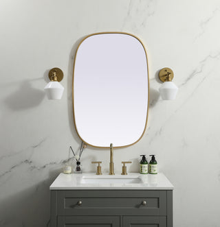 Metal Frame Oval Mirror 24x36 Inch in Brass