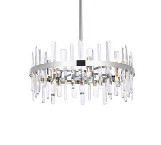 Serena 25 inch crystal round pendant in chrome