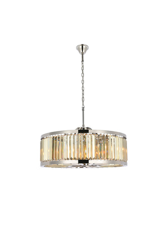 Chelsea 10 light polished nickel Chandelier Golden Teak (Smoky) Royal Cut Crystal