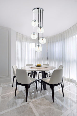 Baxter 5 Lights Chrome Pendant With Clear Glass