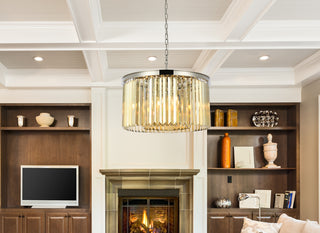 Sydney 8 light polished nickel Chandelier Golden Teak (Smoky) Royal Cut Crystal