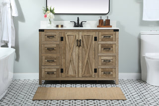 48 inch Single bathroom vanity in natural oak with backsplash