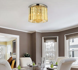 Sydney 6 light polished nickel Flush Mount Golden Teak (Smoky) Royal Cut Crystal