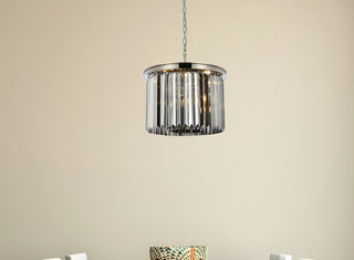 Sydney 6 light polished nickel Pendant Silver Shade (Grey) Royal Cut Crystal