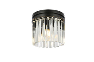 Sydney 3 light Matte Black Flush Mount Clear Royal Cut Crystal