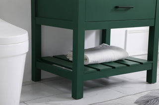 30 inch Single bathroom vanity in green with backsplash