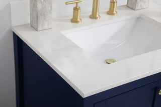 30 inch Single Bathroom Vanity in Blue with Backsplash