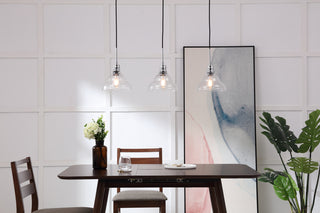 Clive 3 light Chrome and Clear seeded glass pendant
