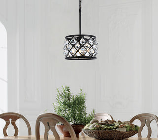 Madison 3 light Matte Black Pendant Clear Royal Cut Crystal