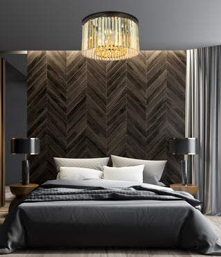 Sydney 8 light Matte Black Flush Mount Golden Teak (Smoky) Royal Cut Crystal