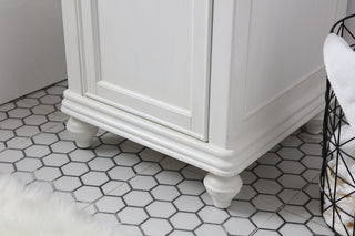 19 inch Single Bathroom vanity in antique white with ivory white engineered marble