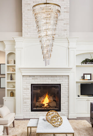 Sydney 36.5 inch spiral crystal chandelier in satin gold