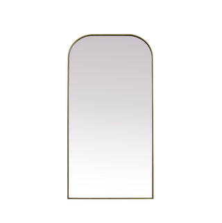 Metal Frame Arch Full Length Mirror 35x72 Inch in Brass