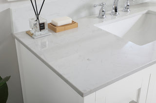 42 inch Single Bathroom Vanity in White with Backsplash