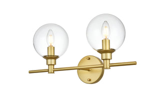 Jaelynn 2 light Brass and Clear Bath Sconce