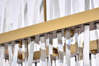 Serephina 30 inch crystal rectangle chandelier light in satin gold