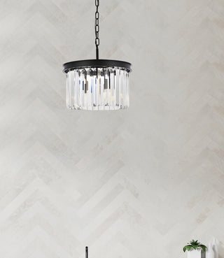 Sydney 3 light Matte Black Pendant Clear Royal Cut Crystal