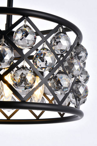 Madison 4 light Matte Black Pendant Silver Shade (Grey) Royal Cut Crystal