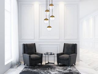 Eclipse 5 Lights Brass Pendant With Clear Glass