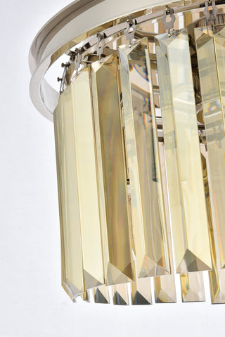 Sydney 3 light polished nickel Pendant Golden Teak (Smoky) Royal Cut Crystal