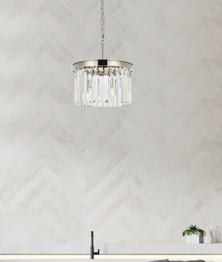 Sydney 3 light polished nickel Pendant Clear Royal Cut Crystal