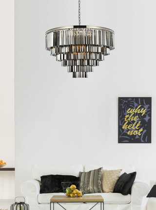 Sydney 33 light polished nickel Chandelier Silver Shade (Grey) Royal Cut Crystal