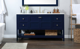 60 inch Single bathroom vanity in blue