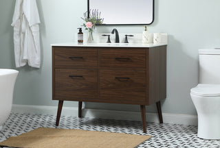 42 inch Single bathroom vanity in walnut with backsplash