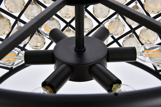 Madison 6 light Matte Black Pendant Golden Teak (Smoky) Royal Cut Crystal