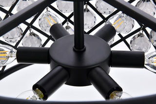 Madison 6 light Matte Black Pendant Silver Shade (Grey) Royal Cut Crystal