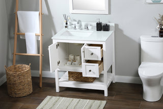 32 inch Single bathroom vanity in white with backsplash