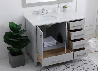 42 inch Single Bathroom Vanity in Gray with Backsplash