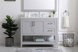 42 inch Single Bathroom Vanity in Grey with Backsplash