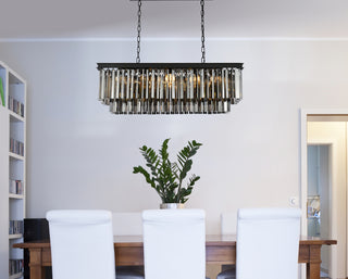 Sydney 12 light Matte Black Chandelier Silver Shade (Grey) Royal Cut Crystal