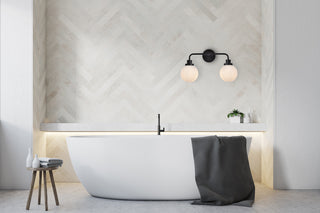 Hanson 2 lights bath sconce in black with frosted shade