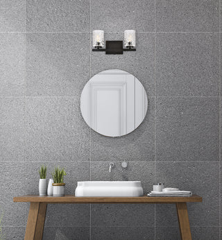 Cassie 2 lights bath sconce in black with clear shade