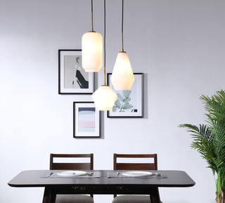Gene 3 light Brass and Frosted white glass pendant