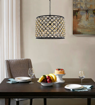 Madison 8 light Matte Black Chandelier Golden Teak (Smoky) Royal Cut Crystal