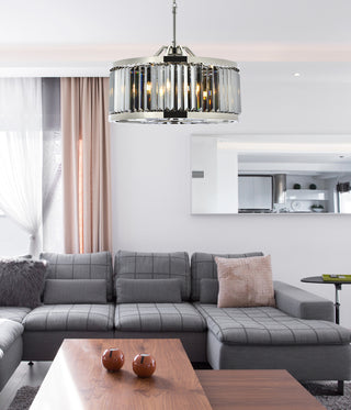 Chelsea 8 light polished nickel Chandelier Silver Shade (Grey) Royal Cut Crystal