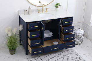 48 inch Single Bathroom Vanity in Blue with Backsplash