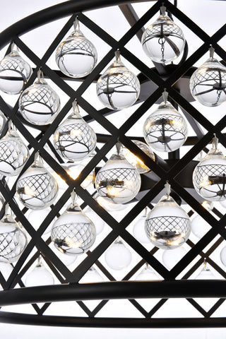Madison 6 light Matte Black Pendant Clear Royal Cut Crystal