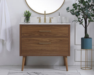 36 inch bathroom Vanity in Walnut Brown with Backsplash