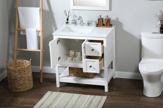 32 inch Single bathroom vanity in white