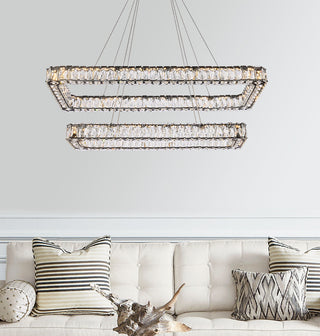 Monroe 42 inch LED double rectangle pendant in black