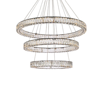 Monroe 41 inch LED triple ring chandelier in black