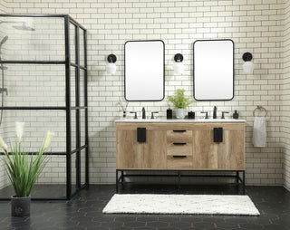 60 inch double bathroom vanity in natural oak