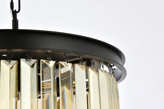 Sydney 6 light Matte Black Pendant Golden Teak (Smoky) Royal Cut Crystal