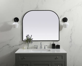 Metal Frame Arch Mirror 36x30 Inch in Black