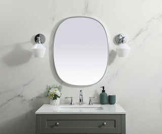 Metal Frame Oval Mirror 24x30 Inch in Silver